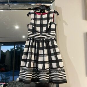 Eliza J Gingham Fit &Flare Dress with Pink Lining